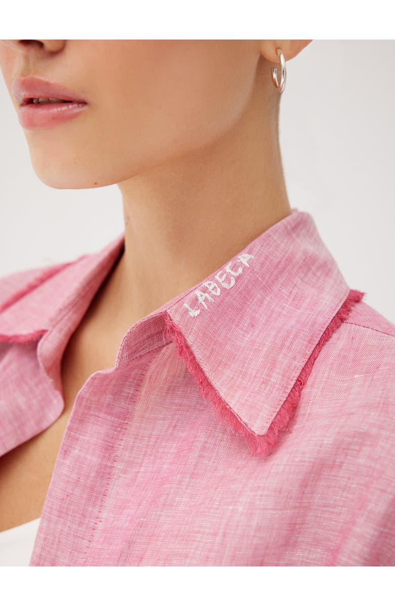 Labeca London Storm Striped Linen-Blend Bustier Top, Alternate, color, Red