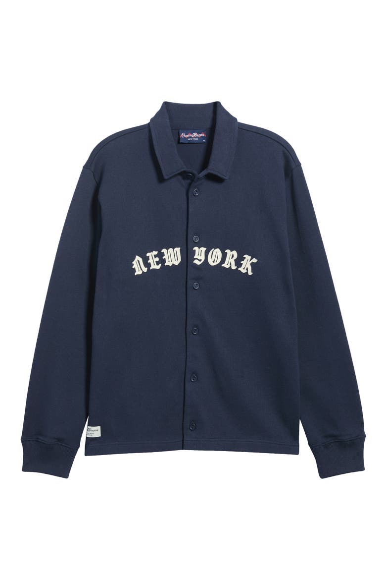 New York Richie Rugby Long Sleeve Button Up Shirt, Main, color, NAVY