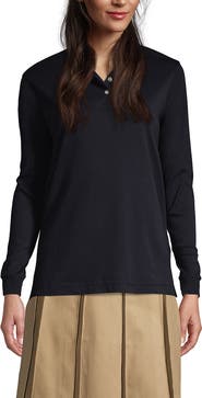Lands' End School Uniform  Long Sleeve Interlock Polo Shirt
