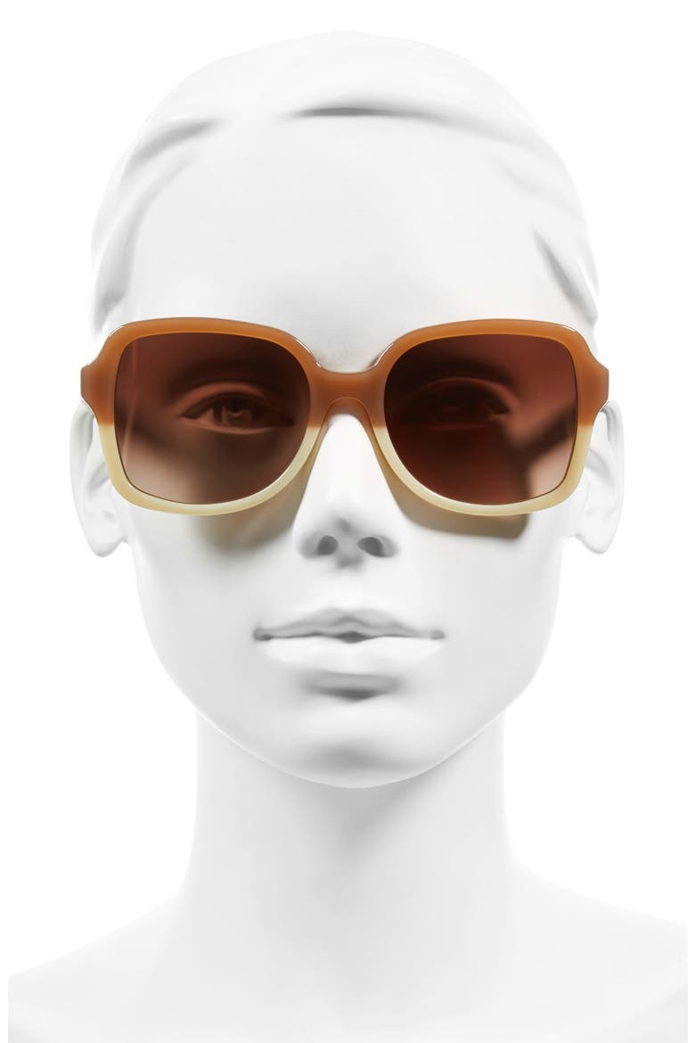 55mm Square Sunglasses, Alternate, color, LIGHT BROWN