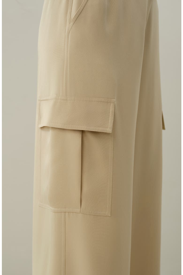 Women's Silk Crepe Cargo Pants, Alternate, color, Dune