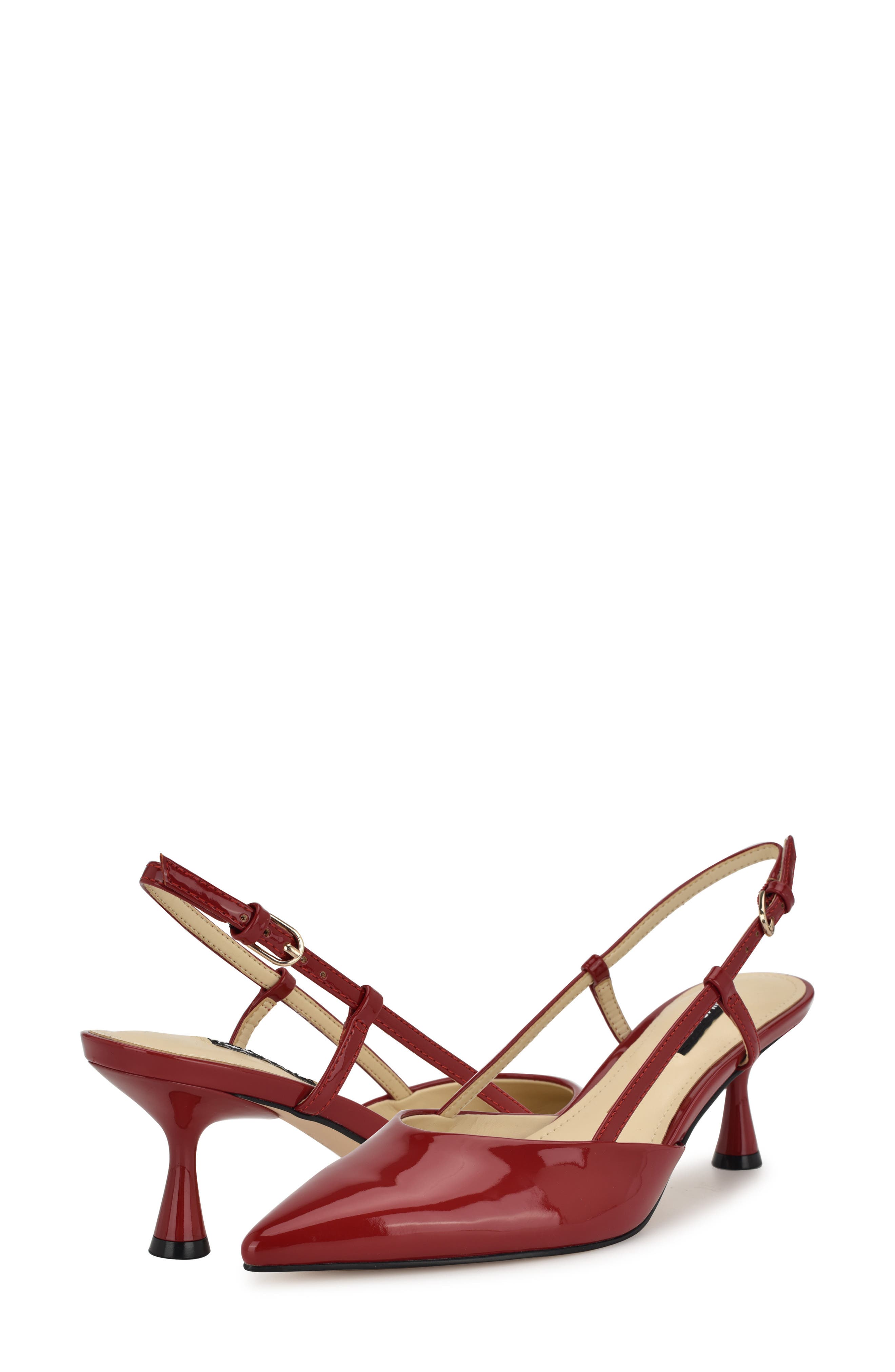 Rhonda Slingback Pointed Toe Kitten Heel Pump, Alternate, color, MEDIUM RED PATENT