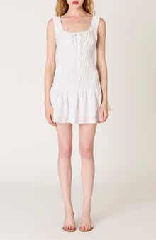 Lirio Smock Bodice Linen Blend Minidress