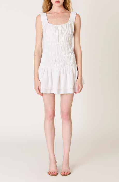 Lirio Smock Bodice Linen Blend Minidress
