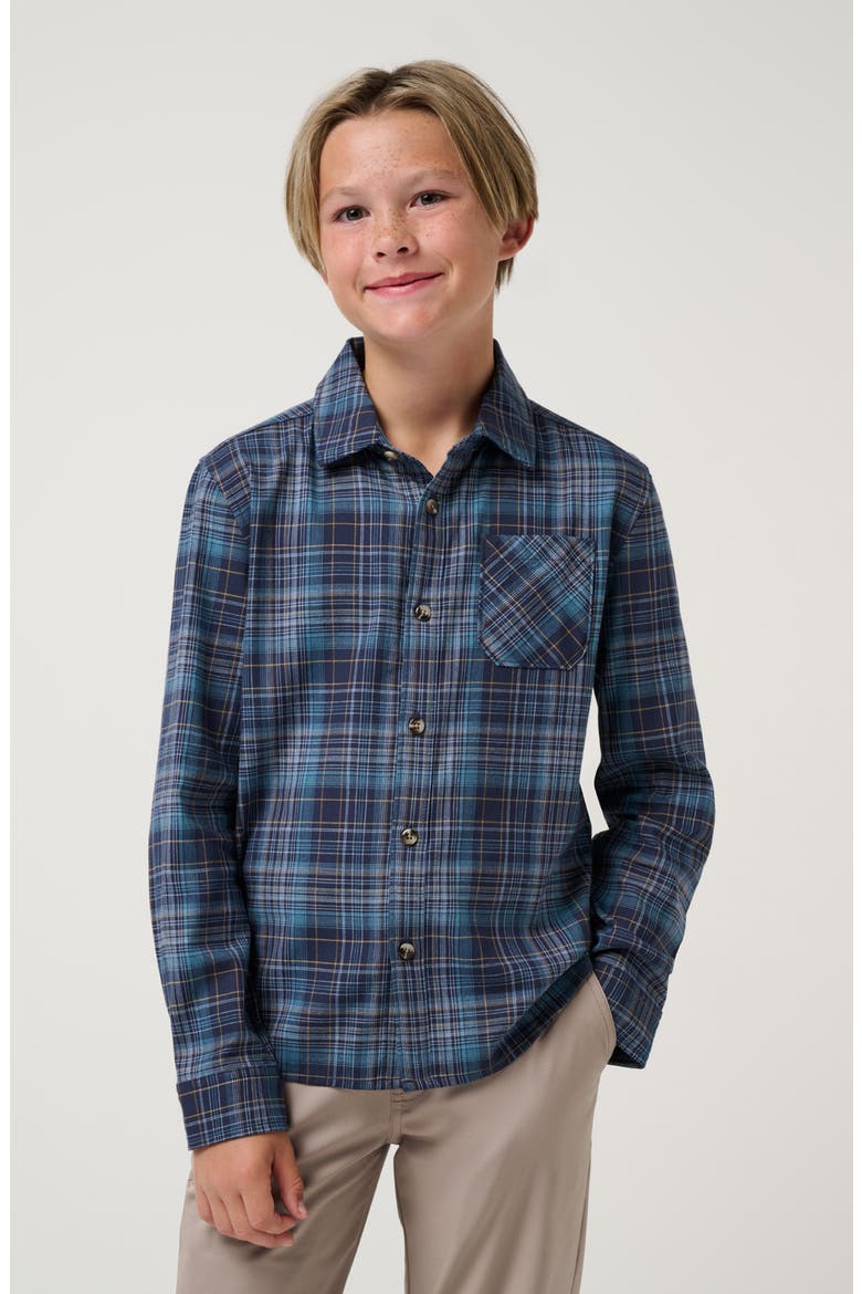 Kids' Cloud Plaid Flannel Shirt, Alternate, color, TOTAL ECLIPSE/ RAIN WASHED