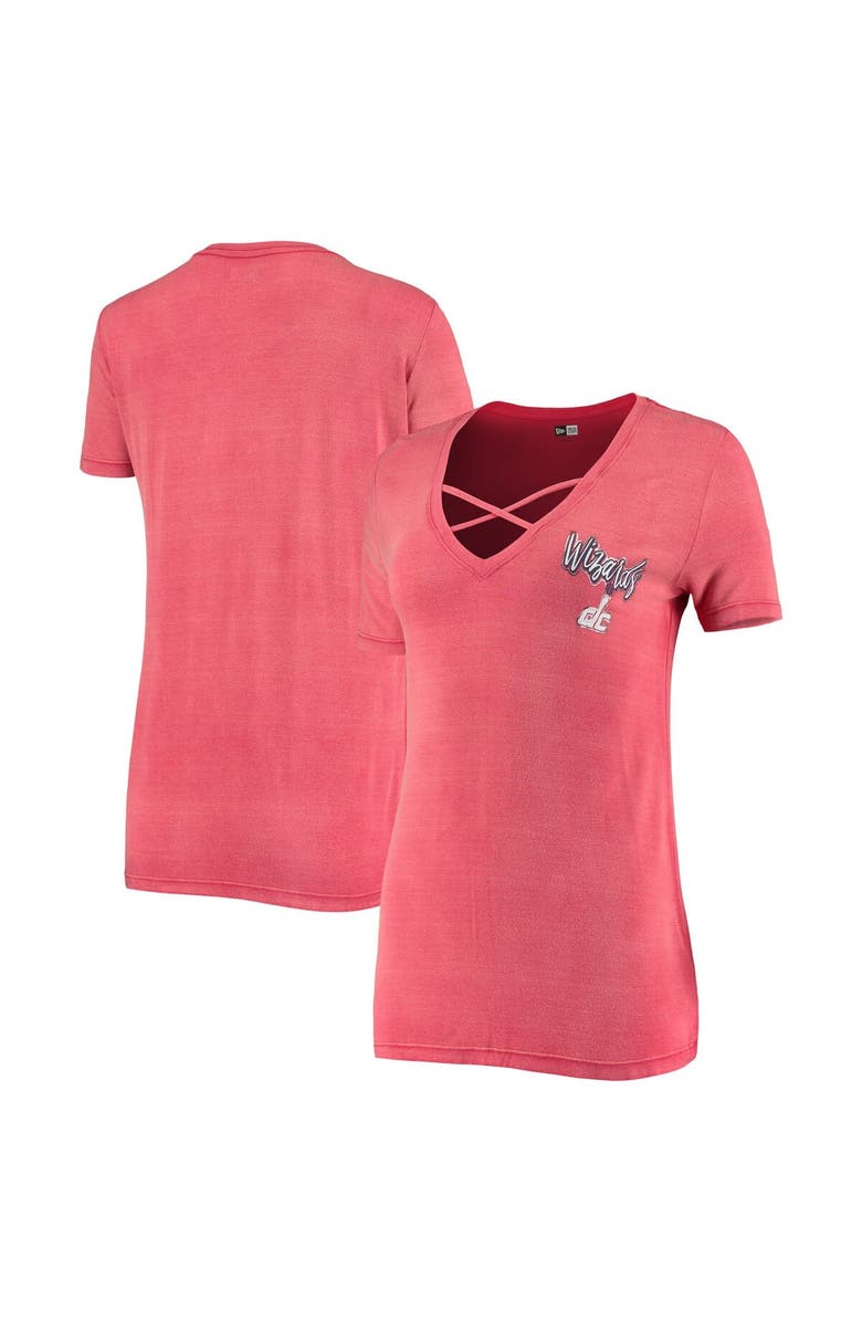 New Era Women's New Era Red Washington Wizards Potassium Cross V-Neck Tee, Alternate, color, 
