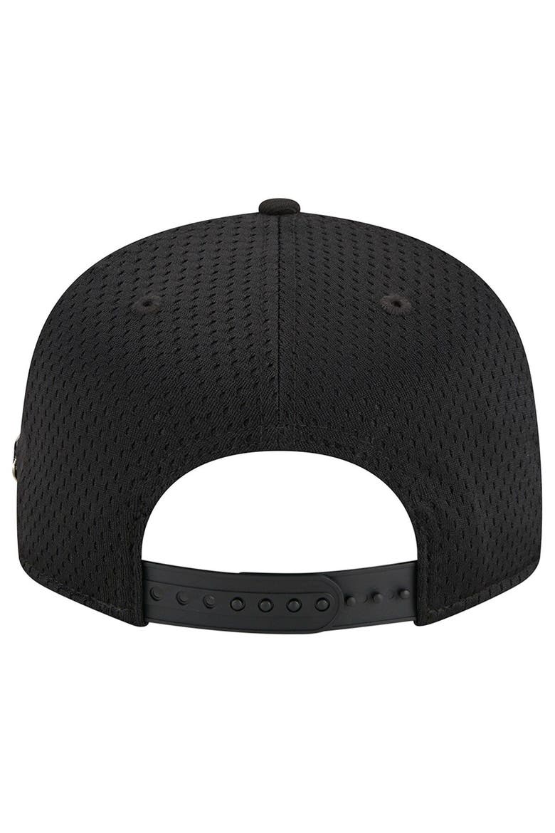 Men's New Era Black Philadelphia 76ers Post-Up Pin Mesh 9FIFTY Snapback Hat, Alternate, color, Black