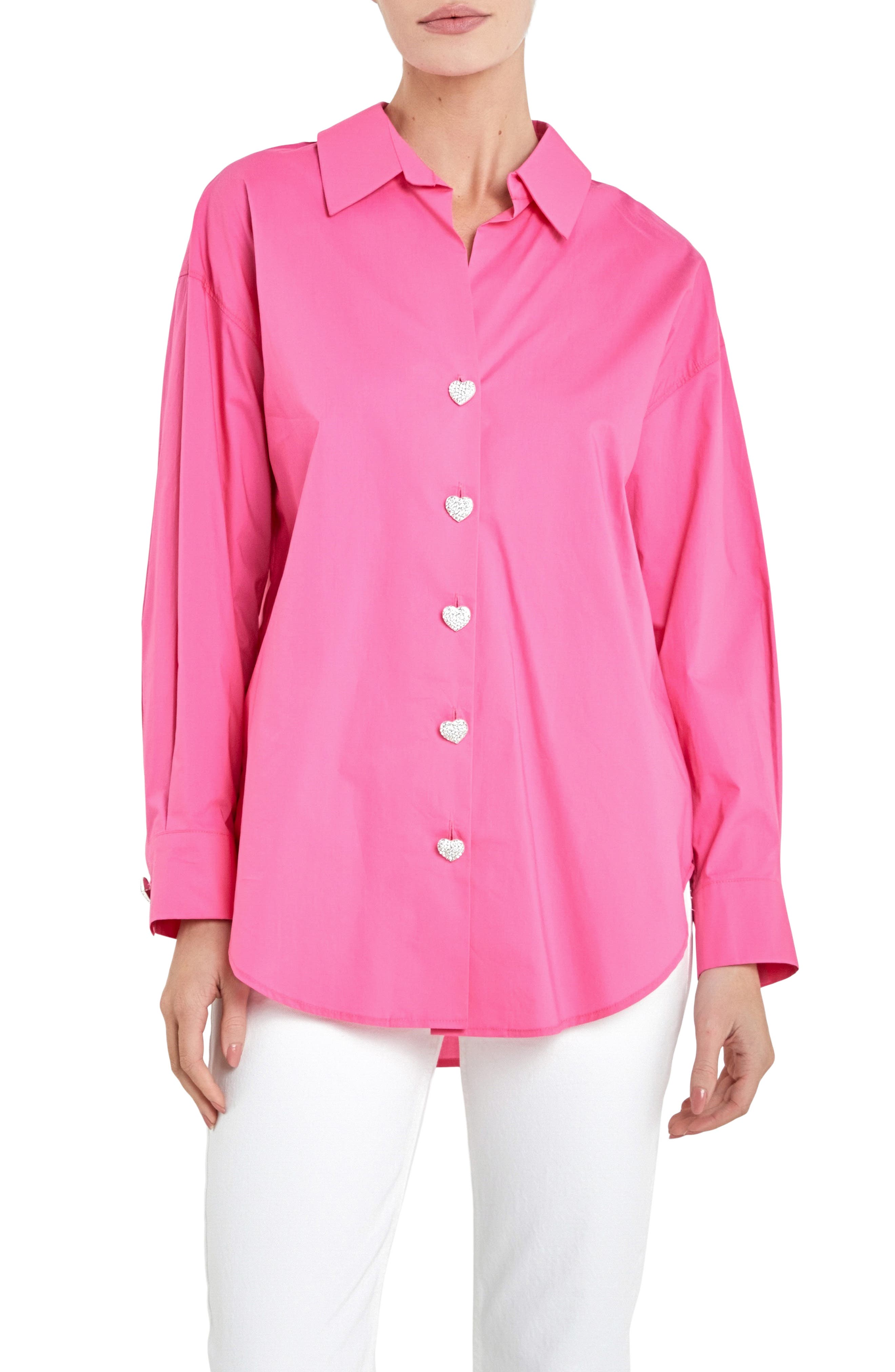 English Factory Oversize Cotton Button-Up Shirt