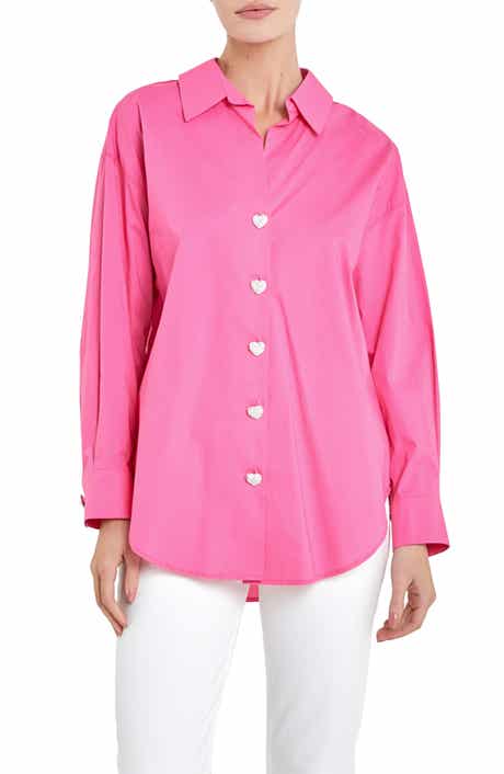 English Factory Oversize Cotton Button-Up Shirt