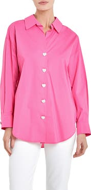 English Factory Oversize Cotton Button-Up Shirt