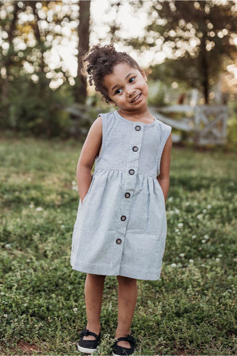 Kids’ Organic Cotton Sleeveless Jo Dress, Alternate, color, Engineer Stripe