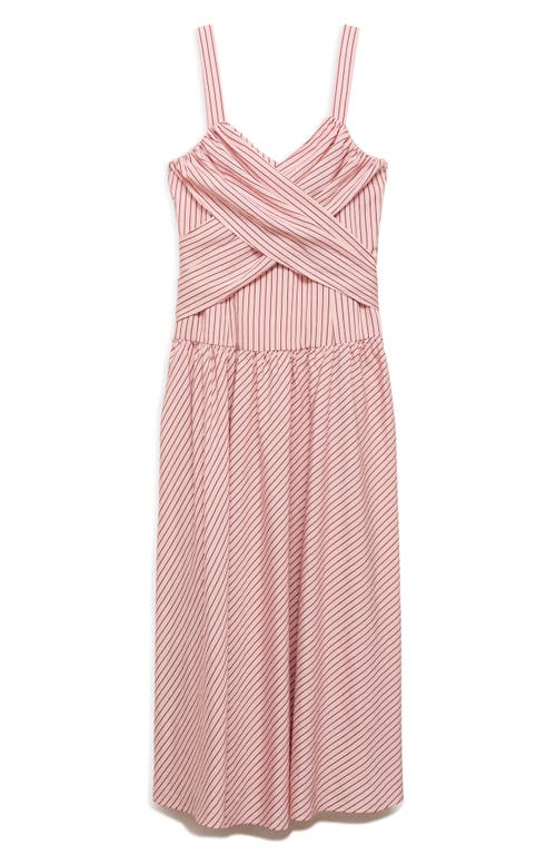 Mango Stripe Crossover Dress In Pink