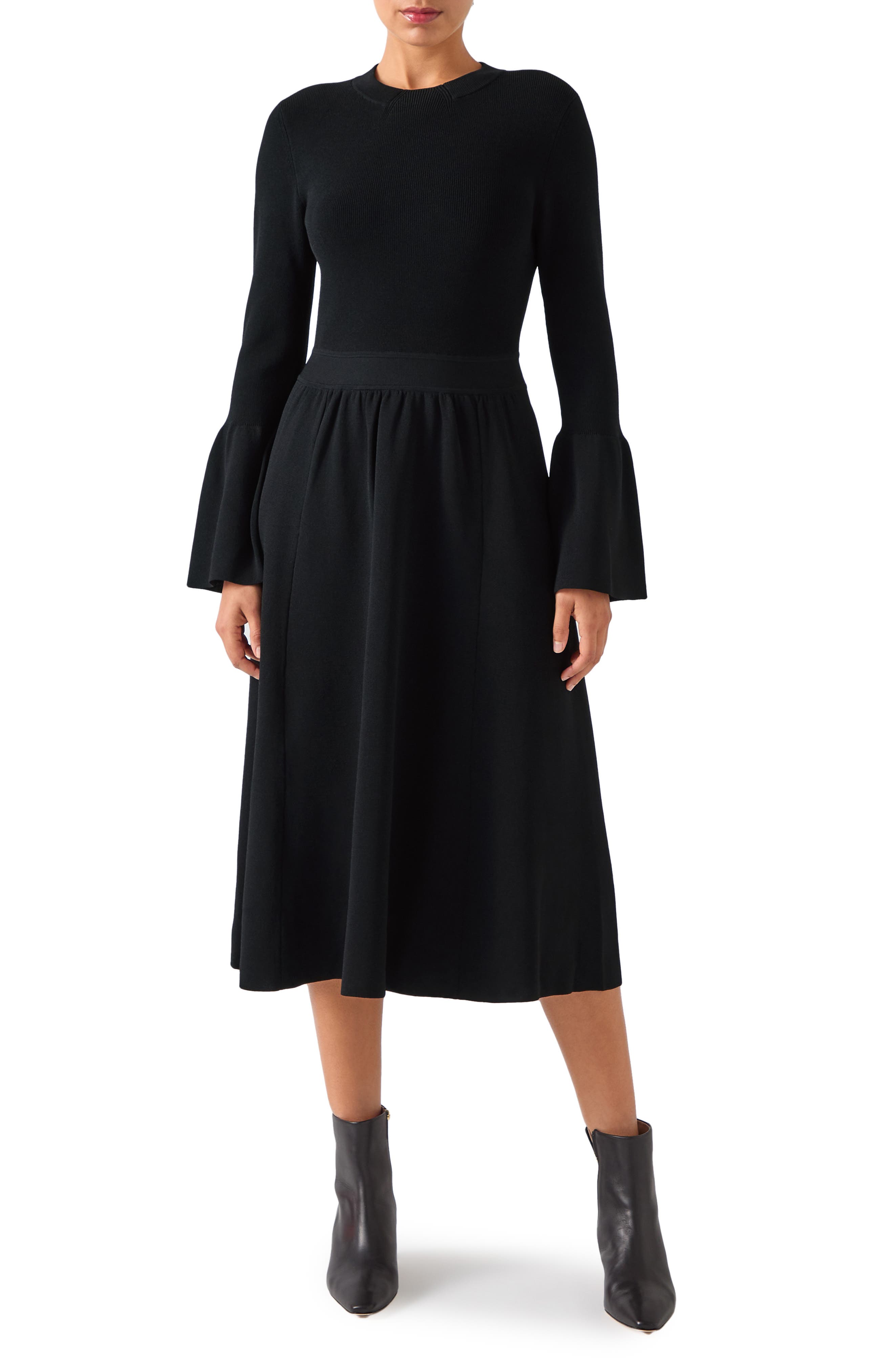 LK Bennett Marim Spot Long Sleeve Ponte Midi Dress