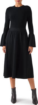 LK Bennett Marim Spot Long Sleeve Ponte Midi Dress
