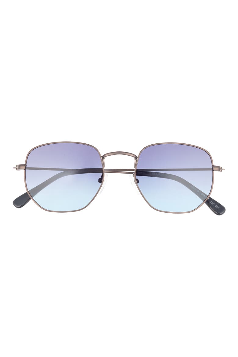 51mm Polarized Angular Round Sunglasses, Main, color, GUNMETAL