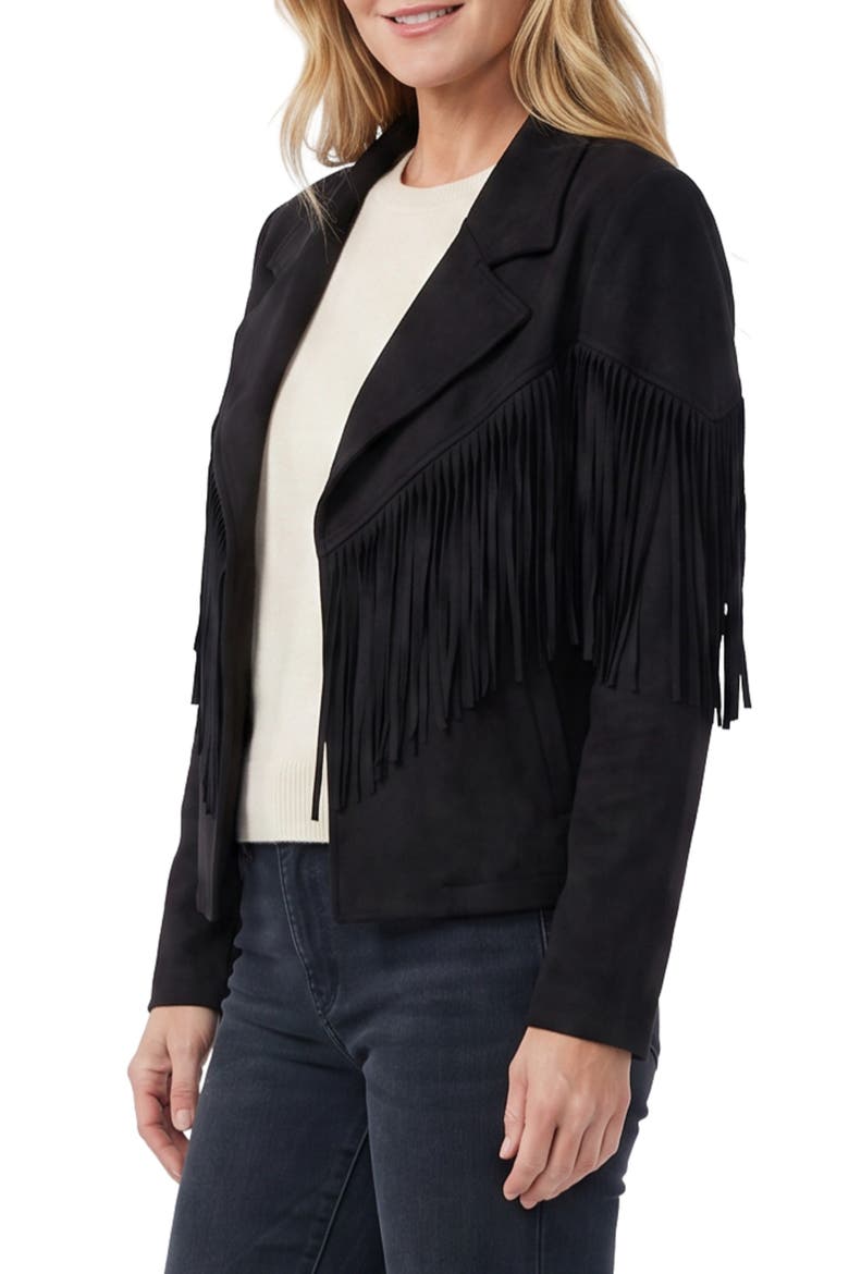 Fringe Long Sleeve Jacket, Alternate, color, BLACK
