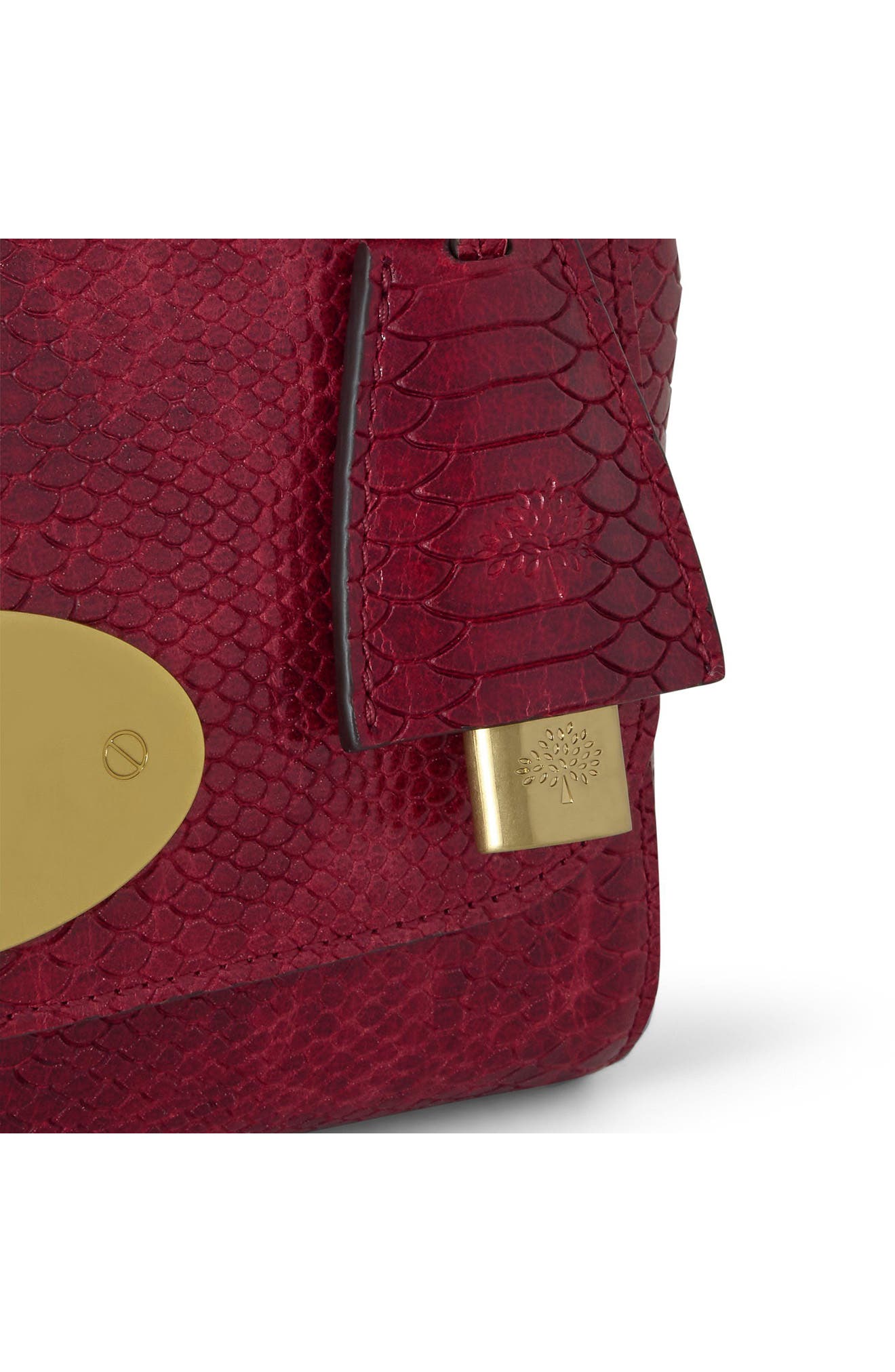 Lily Waxed Snakeskin Embossed Leather Shoulder Bag, Alternate, color, APPLE RED