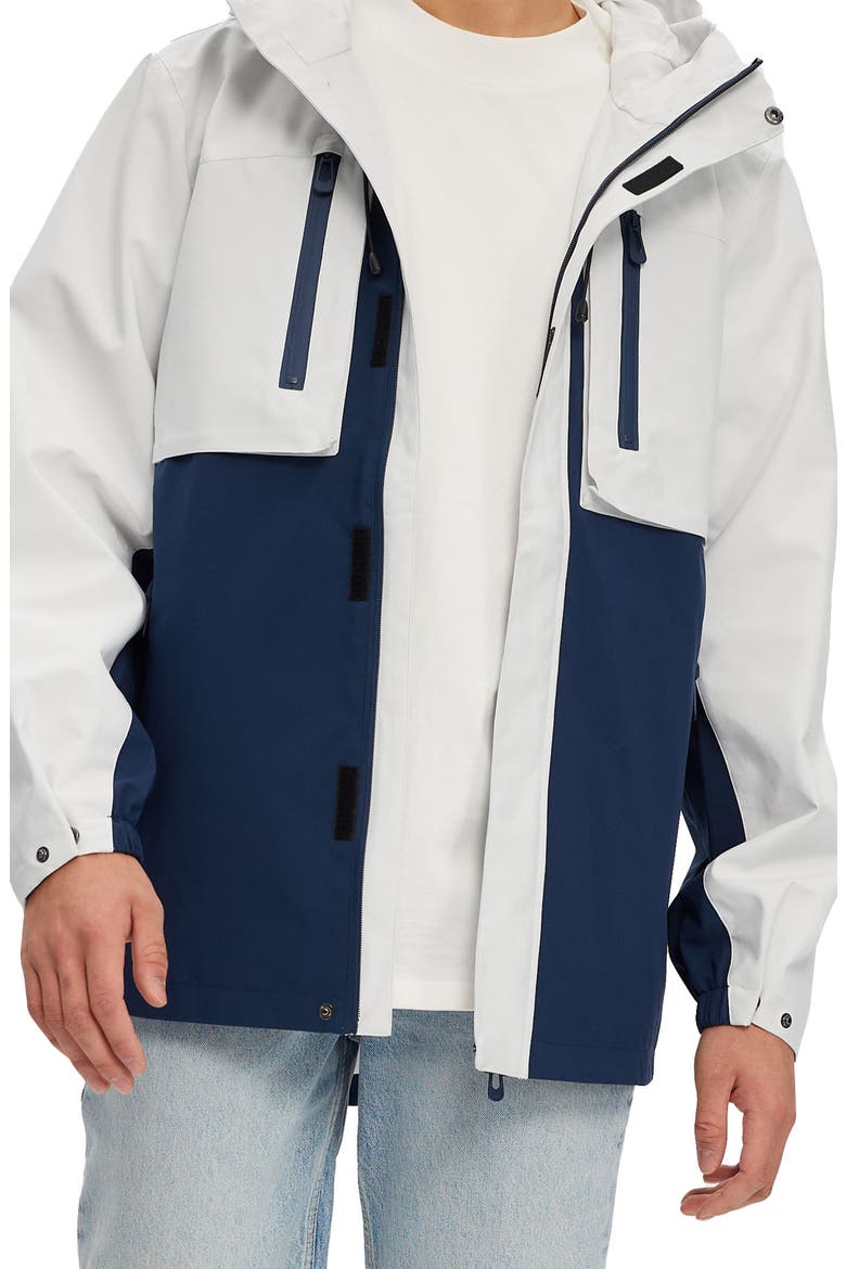 Elliott Water Resistant Two Tone Hooded Jacket, Main, color, WHITE/ NAVY