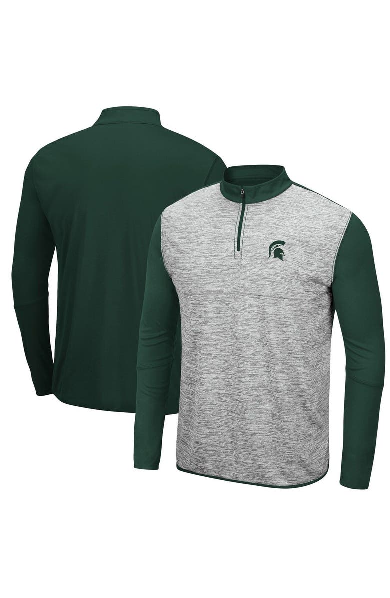 COLOSSEUM Men's Colosseum Heathered Gray/Green Michigan State Spartans Prospect Quarter-Zip Jacket, Main, color, 