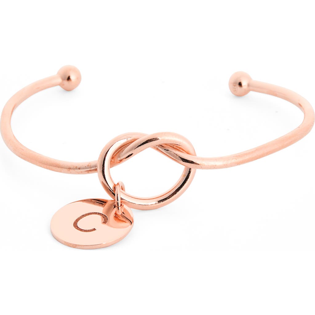 Meshmerise Love Knot Initial Bracelet In Gold
