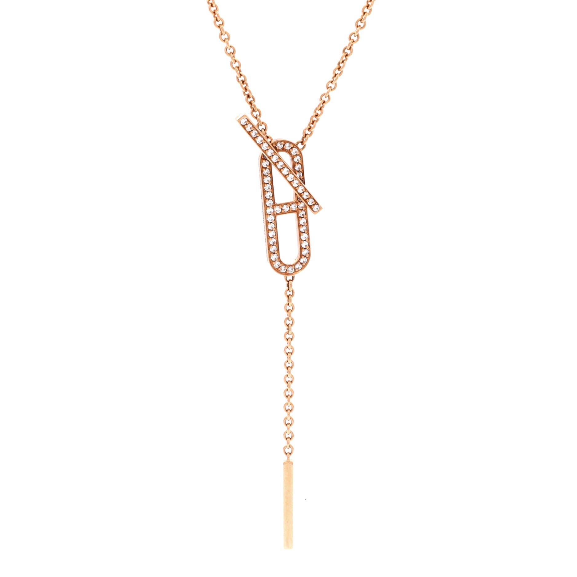 Ever Chaine d'Ancre Lariat Necklace 18K Rose Gold with Diamonds Small, Main, color, Metallic Gold