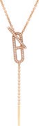 Pre-Owned Hermes Ever Chaine d'Ancre Lariat Necklace 18K Rose Gold with Diamonds Small