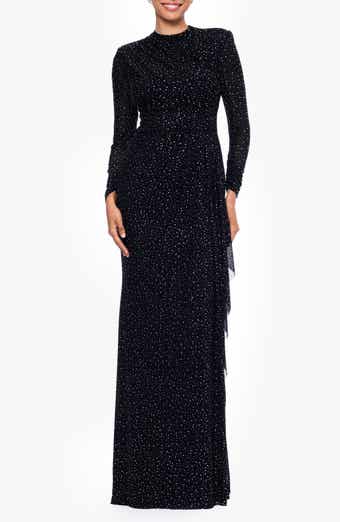 Rhinestone Long Sleeve Stretch Gown