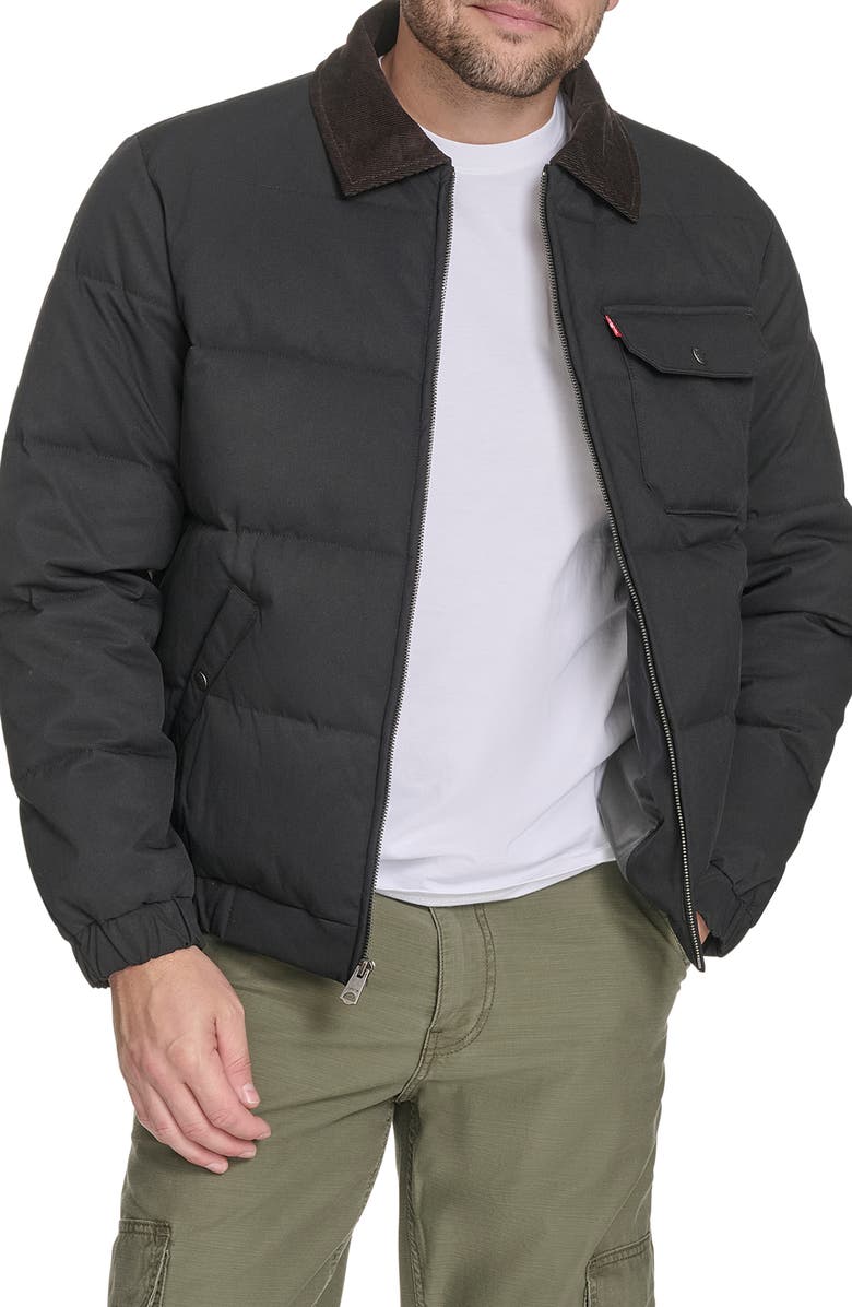 Levi's<sup>®</sup> Corduroy Collar Midweight Quilted Jacket, Main, color, Black