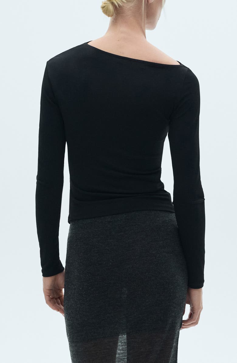MANGO Asymmetric Gathered Long Sleeve Top, Alternate, color,
