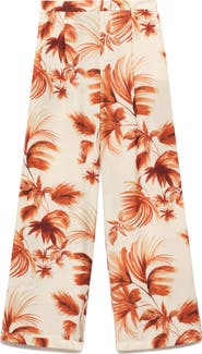 MANGO Flowy Palm Print Straight Leg Pants