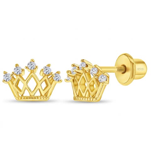 Point Cz Crown Plated Earrings