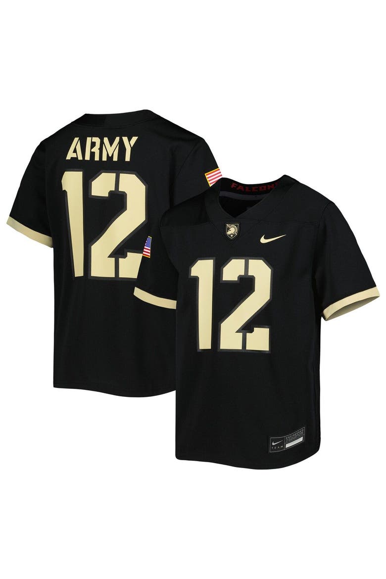 Youth Nike #12 Black Army Black Knights 1st Armored Division Old Ironsides Untouchable Football Jersey, Main, color, Black