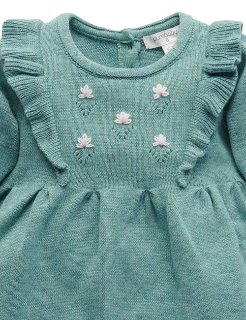 Purebaby Primrose Knitted Dress In Green