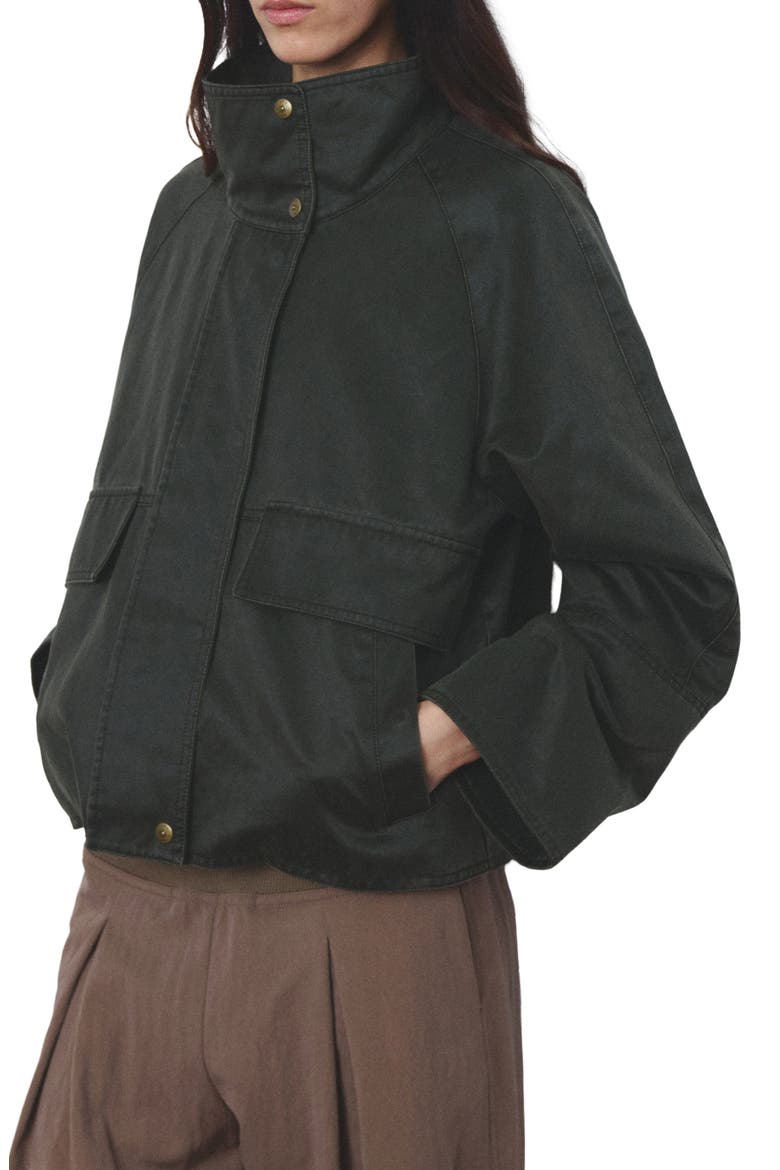 Funnel Neck Cotton Blend Jacket, Main, color, KHAKI GREEN