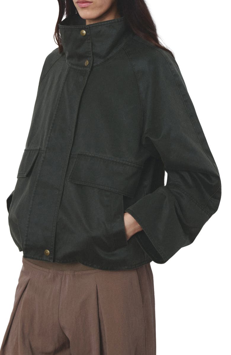 MANGO Funnel Neck Cotton Blend Jacket, Main, color, 