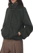 MANGO Funnel Neck Cotton Blend Jacket