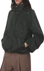 MANGO Funnel Neck Cotton Blend Jacket