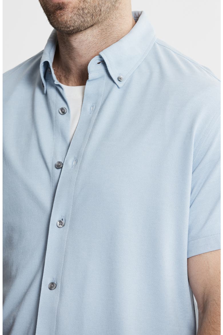 Short Sleeve Stretch Oxford Button-Up Shirt, Alternate, color, LIGHT BLUE