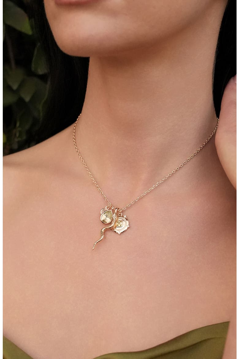 Serpent Radiance Charm Necklace, Alternate, color, PERIDOT
