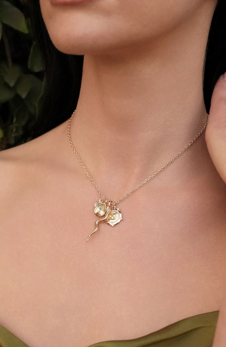 Ettika Serpent Radiance Charm Necklace, Alternate, color, Peridot