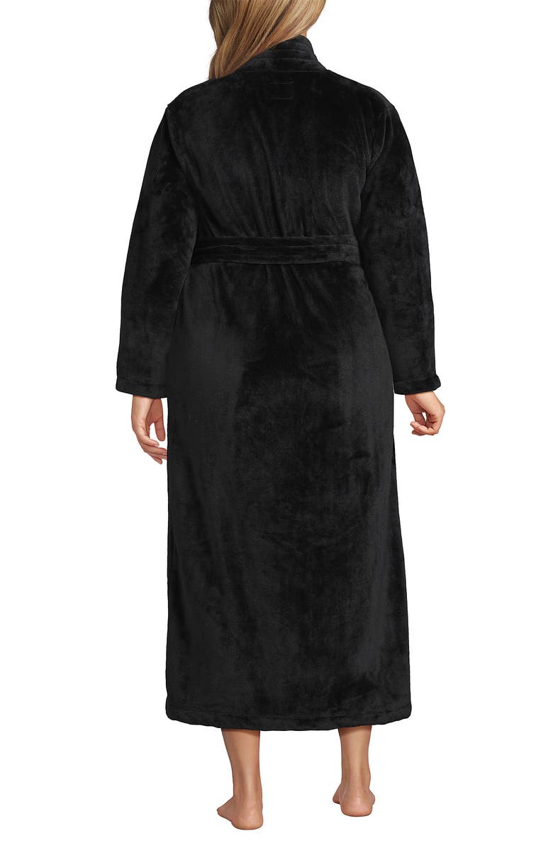 Lands' End Tall Cozy Plush Long Wrap Robe, Alternate, color, Black
