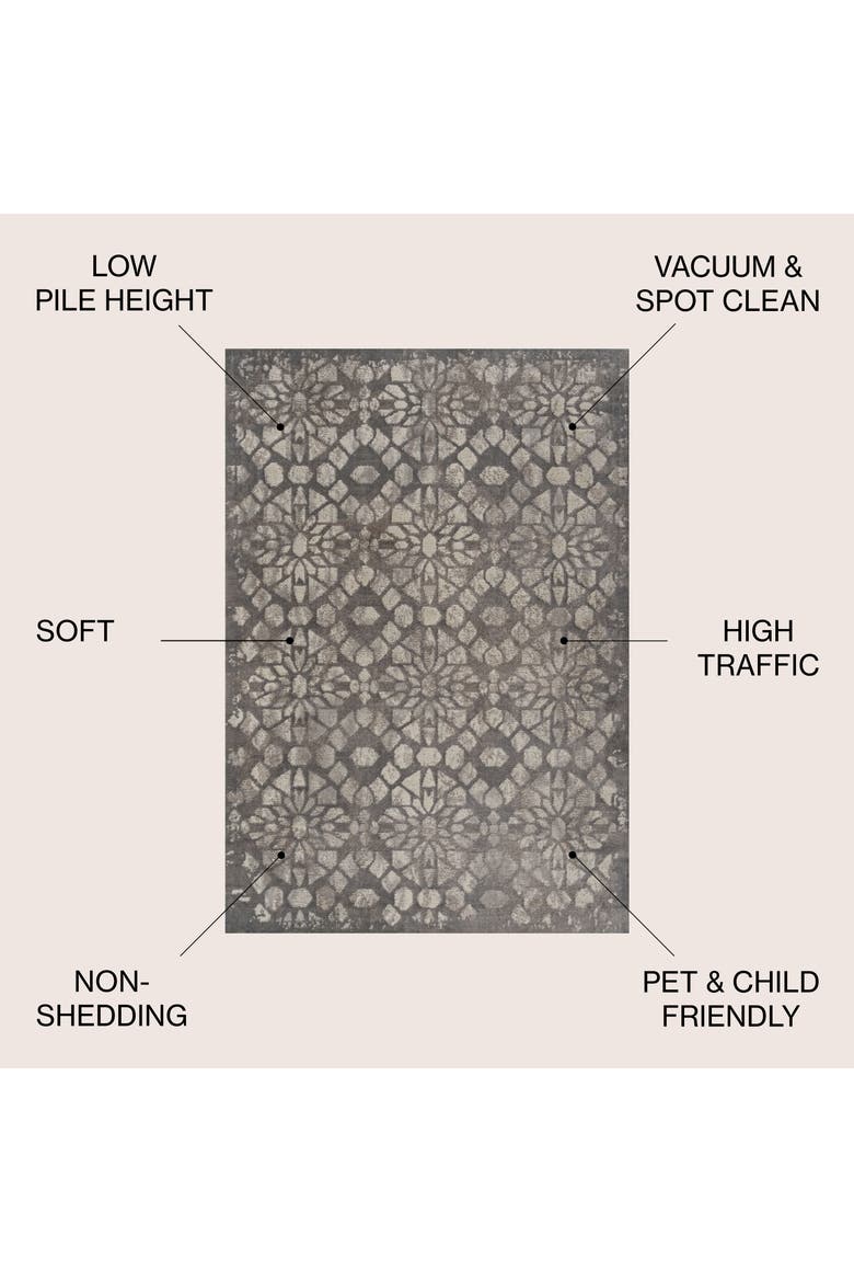 Roma Ornate Geometric Tile Area Rug, Alternate, color, Gray