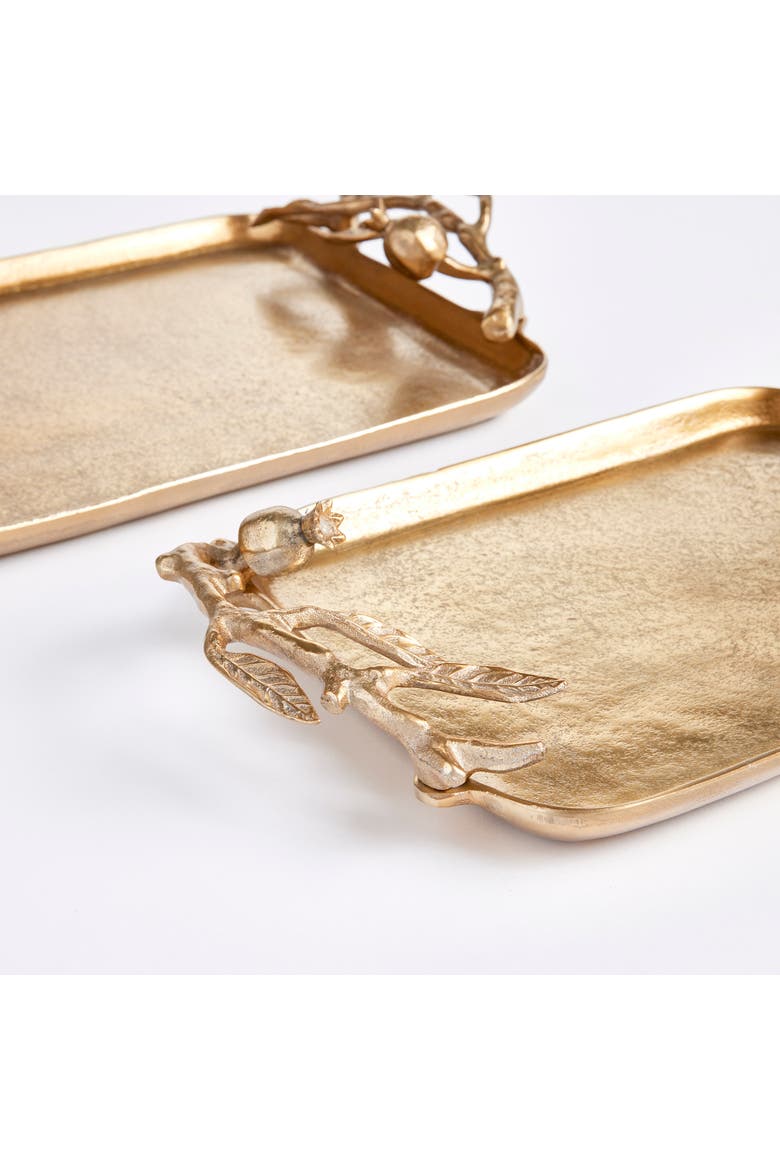 Pomegranate Branch Decorative Trays Set of 2, Alternate, color, Gold