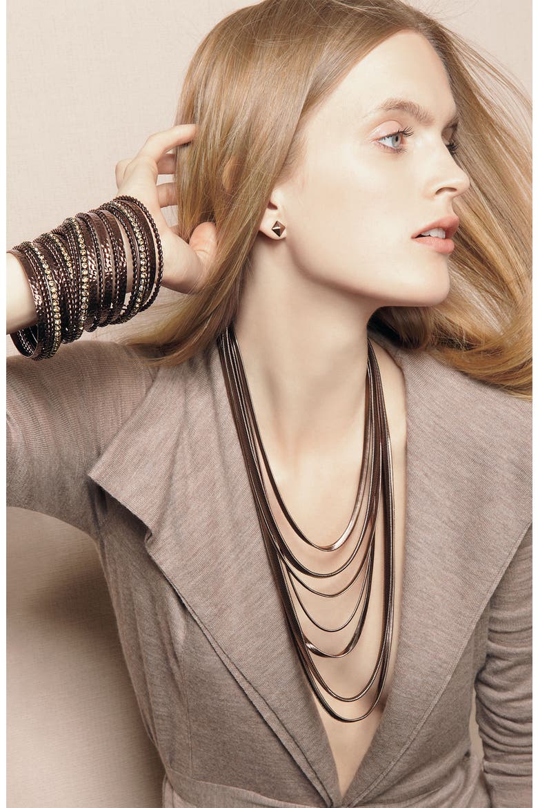 Multi Row Chain Necklace, Alternate, color, CHOCOLATE