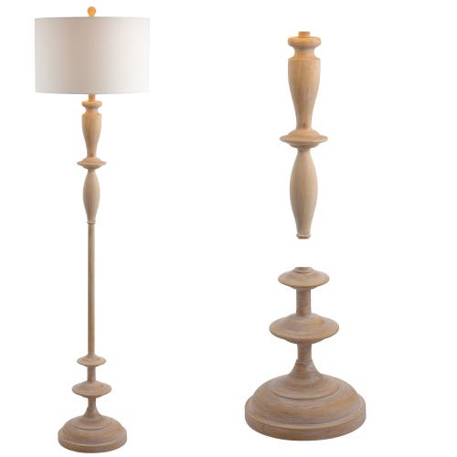 Jonathan Y Aldrin 63.5" Resin Led Floor Lamp, Brown Wood Finish In Brown