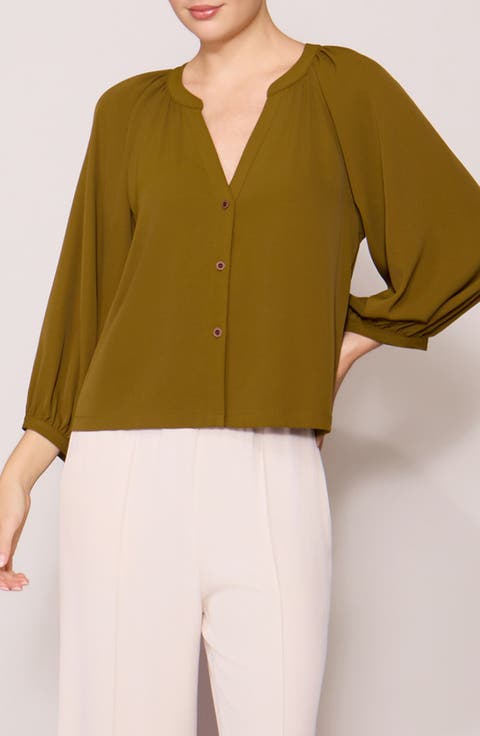Luxe Crepe Three-Quarter Sleeve Top
