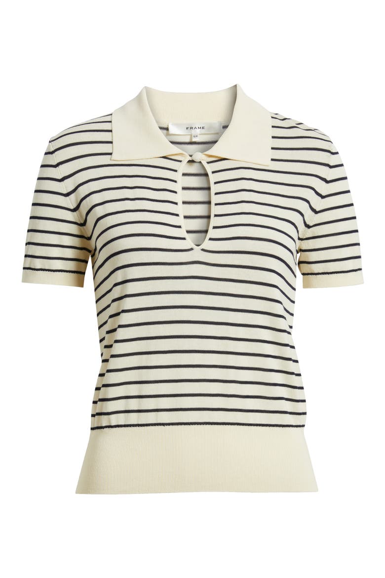 The Keyhole Stripe Polo, Alternate, color, CREAM MULTI