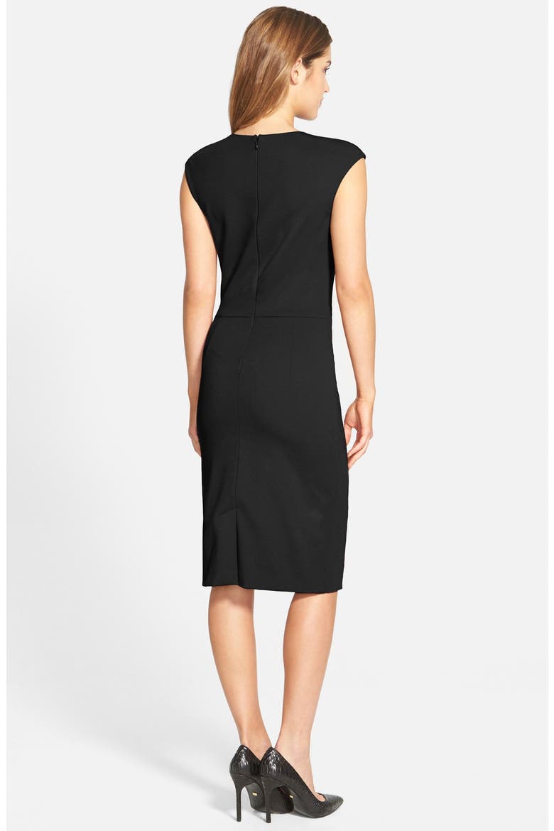 Ruched Ponte Sheath Dress, Alternate, color, BLACK