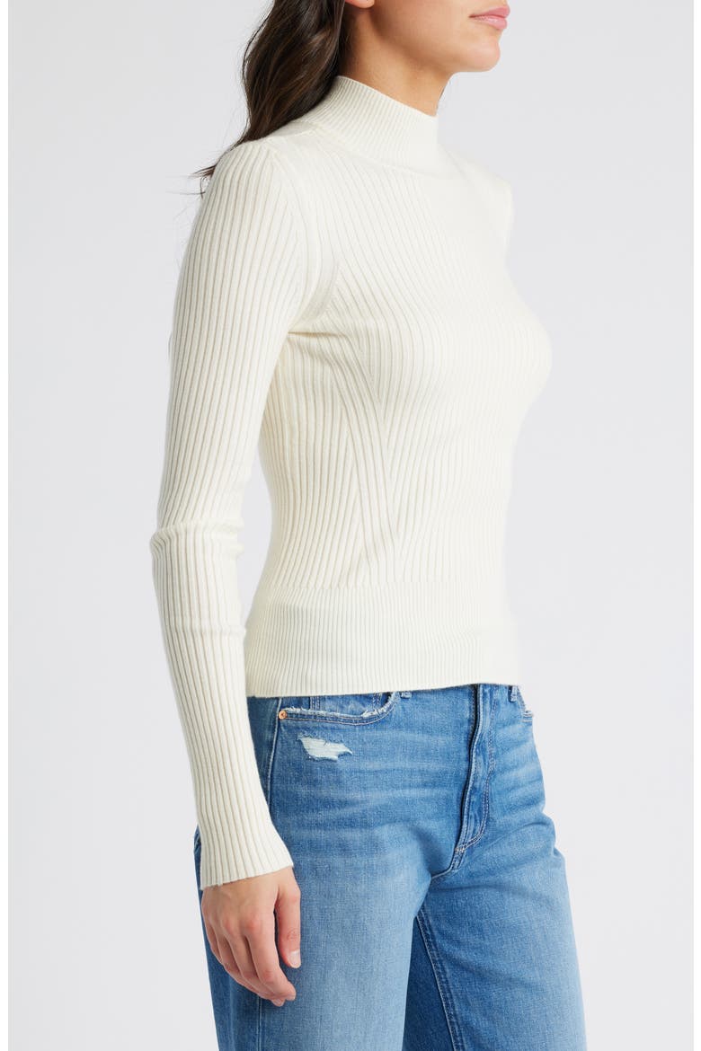 Raisa Rib Mock Neck Sweater, Alternate, color, IVORY