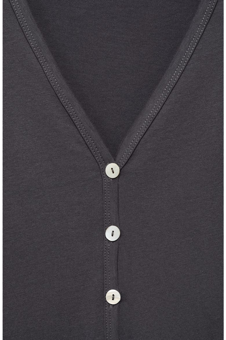 Long Sleeve Cotton Nightgown, Alternate, color, CHARCOAL